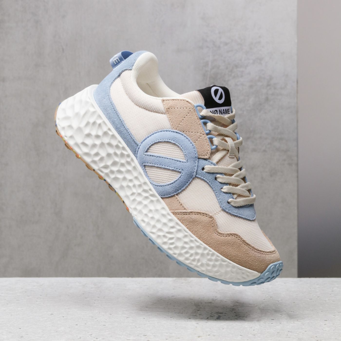 CARTER JOGGER W - SUEDE/KNIT/SUED - BEIGE/OFF WHITE/BLUE